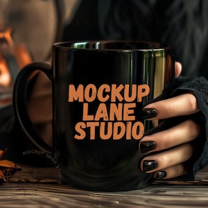 Black Mug Mockup, Spooky Black Mug Mockup, 11oz Coffee Mug Mockup, Fall Mug Mockups, Canva Mug Mockup, Witch Mug Mockups, Mug Mock Bundle
