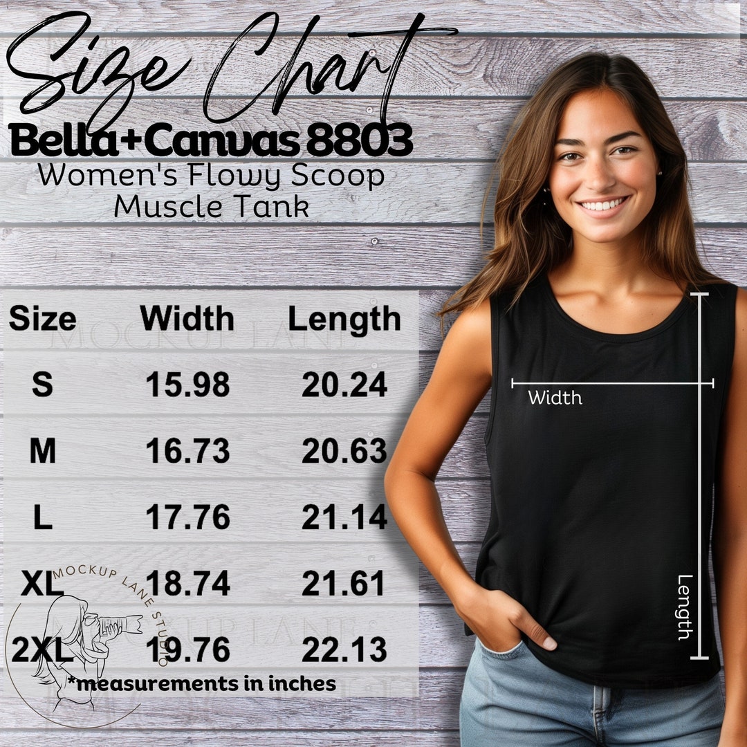 Bella + Canvas 8803 Size Chart, Bella Canvas Tank Top Size Guide, 8803
