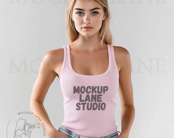 BellaCanvas 1081 gemêleerdroze grind, Bella + canvas tanktopmodel, Bella canvas damesmodel, modelmodel 1081, BC1081, canvasmodel