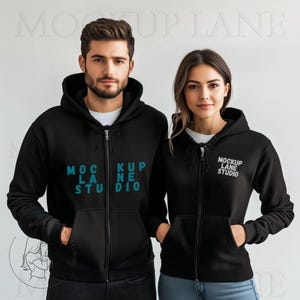 Gildan 18600 Mockup , Black Hoodie Mockup, 18600 Zip-Up Mock, Gildan Zip-Up Shirt, Gildan 18600 Mock up, Canva Mockup Hoodie, Couple Mock