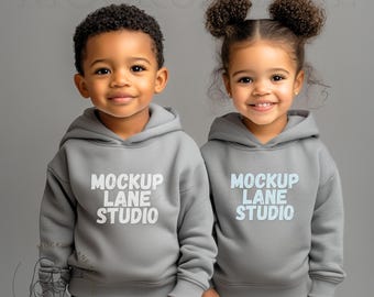 Mockup Rabbit Skins 3326, mockup met hoodie voor peuters, 3326 gemêleerd grijs, mockup voor broer of zus, mockup zwart voor kinderen, mockup met hoodie voor peuters, mockup met hoodie voor konijnenvellen