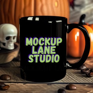 Spooky Black Mug Mockup, Black Mug Mockup, 11oz Coffee Mug Mockup, Fall Mug Mockups, Canva Mug Mockup, 15 ounce Mug Mockup, Mug Mock Bundle