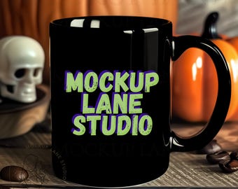 Spooky Black Mug Mockup, Black Mug Mockup, 11oz Coffee Mug Mockup, Fall Mug Mockups, Canva Mug Mockup, 15 ounce Mug Mockup, Mug Mock Bundle