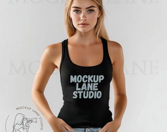 Bella + Canvas 1081 Black Mockup, BellaCanvas 1081 Black, Bella Canvas Dames Mockup, Model Mockup 1081, BC1081, Canva Mockup