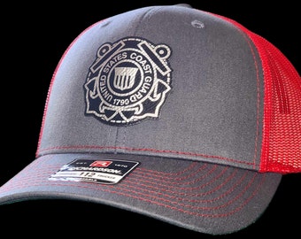 Armed Forces Coast Guard Leatherette Patch Richardson 112 Trucker Cap