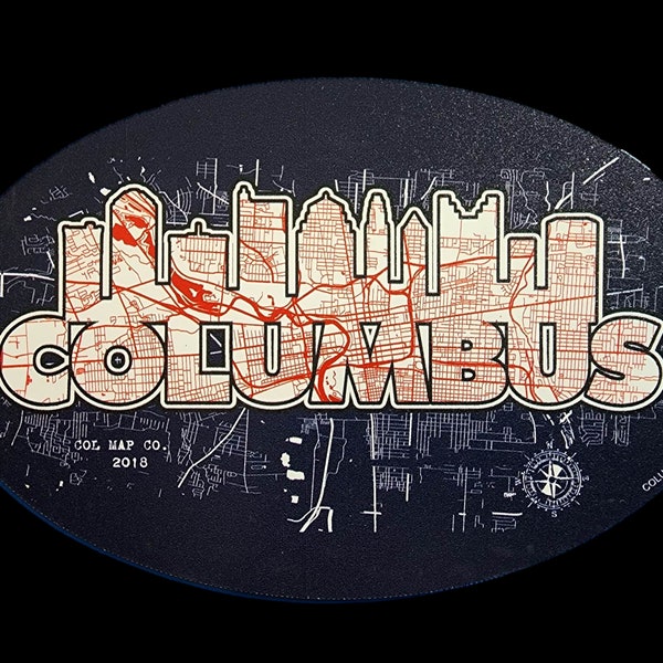 Columbus Skyline City Map Magnet