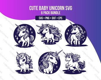 Baby Unicorn Outline SVG Cut File Cricut Silhouette Magical Unicorn ...