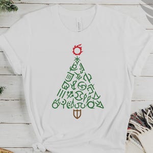 FFXIV Job Icon Christmas Tree Short Sleeve Tee, Final Fantasy XIV, Final Fantasy 14, T-Shirt for Gamer, Gift for Gamer, Unisex Graphic Shirt