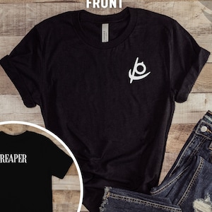 FFXIV Reaper Logo Kurzarm T-Shirt mit &quot;Reaper&quot; auf der Rückseite, Final Fantasy 14, T-Shirt für Gamer, Unisex Grafik-Shirt