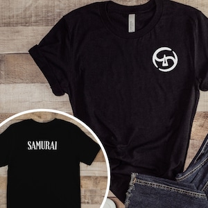 FFXIV Samurai Logo Kurzarm T-Shirt mit &quot;Samurai&quot; auf dem Rücken, Final Fantasy 14, T-Shirt für Gamer, Unisex Grafik-Shirt