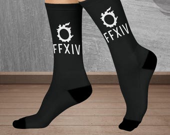 FFXIV Job Logo with Name Crew Socks, Final Fantasy 14 Gamer Gift