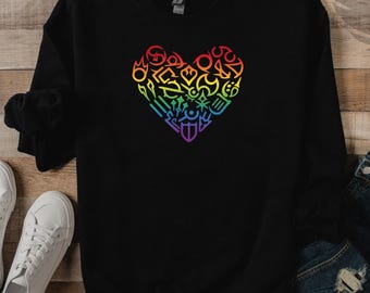 FFXIV Job Logo Heart Shape Pride LGBTQ+ Sweatshirt, Sweater, Final Fantasy 14 Gamer Gift