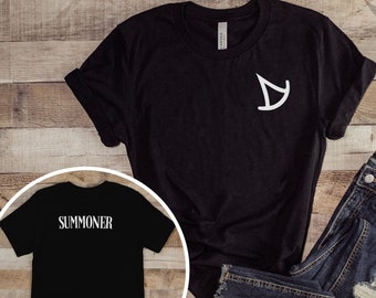 FFXIV Summoner Logo Short Sleeve Tee with "Summoner" on the Back, Final Fantasy 14, T-Shirt for Gamer, Unisex Graphic Shirt