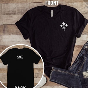 FFXIV Sage Logo Kurzarm T-Shirt mit &quot;Sage&quot; auf der Rückseite, Final Fantasy 14, T-Shirt für Gamer, Unisex Grafik-Shirt