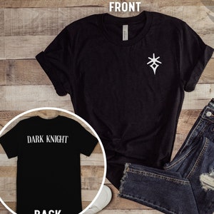FFXIV Dark Knight Logo Short Sleeve Tee with &quot;Dark Knight&quot; on the Back, Final Fantasy 14, T-Shirt for Gamer, Unisex Graphic Shirt