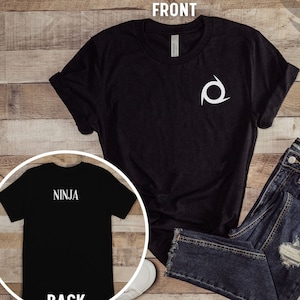 FFXIV Ninja Logo Short Sleeve Tee with &quot;Ninja&quot; on the Back, Final Fantasy 14, T-Shirt for Gamer, Unisex Graphic Shirt
