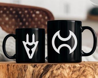 FFXIV Job Logo Black Ceramic Mug, Coffee Cup, Final Fantasy 14 Gamer Gift