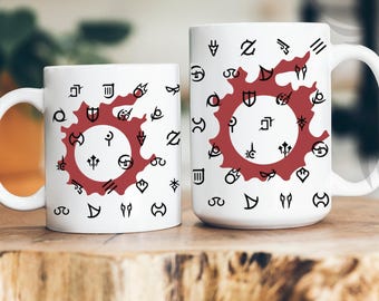 FFXIV Meteor & All Job Logo Ceramic Mug, Coffee Cup, Final Fantasy 14 Gamer Gift