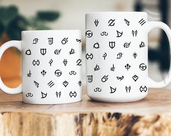 FFXIV All Job Logo Ceramic Mug, Coffee Cup, Final Fantasy 14 Gamer Gift