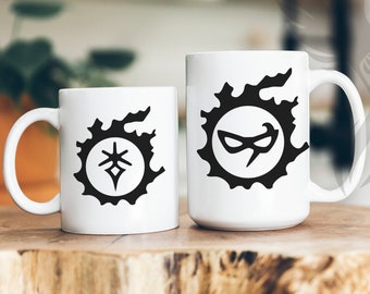 FFXIV Job Logo & Meteor Keramische Mok, Final Fantasy XIV, Final Fantasy 14, Job Emblem, Koffiemok voor Gamer, Cadeau voor Gamer, Gamer Coffee Cup