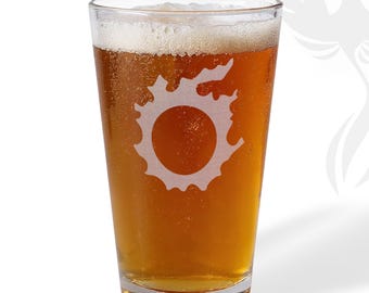 FFXIV Job Logo Engraved Pint Glass, Barware, Final Fantasy 14 Gamer Gift