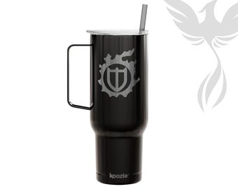 FFXIV Job Logo & Meteor Engraved Insulated Tumbler with Lid, Travel Mug, Final Fantasy 14 Gamer Gift