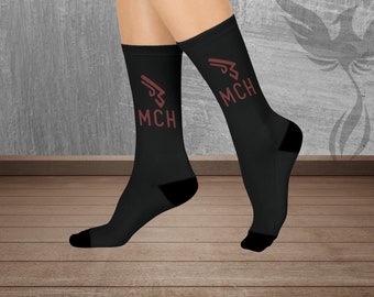 FFXIV Maschinist Job Icon Gepolsterte Crew Socken, Final Fantasy XIV, Final Fantasy 14, Socken für Gamer, Geschenk für Gamer, Unisex Graphic Socks