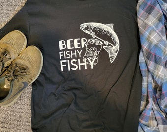 T-shirt de pêche personnalisé « Beer fishy fishy »