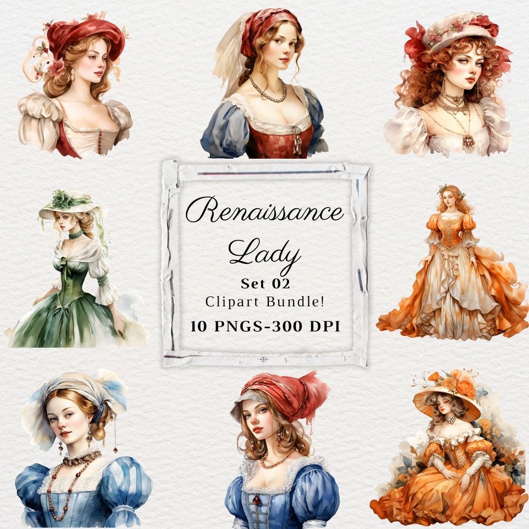Renaissance Lady Clipart 10 High-quality PNG Renaissance - Etsy