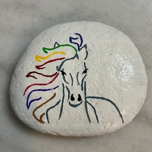 Simple Rainbow Horse Painted Rock