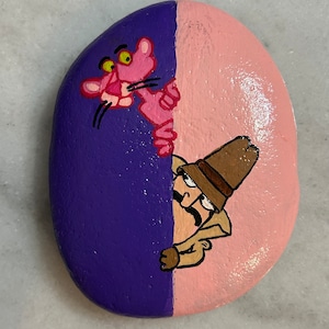 Pink Panther Painted Rock