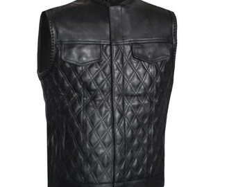 HANDMADE CUSTOMIZED Men's Double Padded Motorcycle Biker Concealed Carry Leather Vest