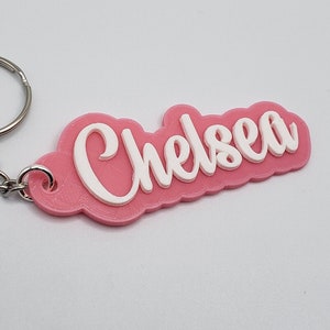 Personalized Name Tag, Custom Luggage Tag, Gift for Her, Handmade Gift, Personalized Gift, 3d Printed - White on Pink