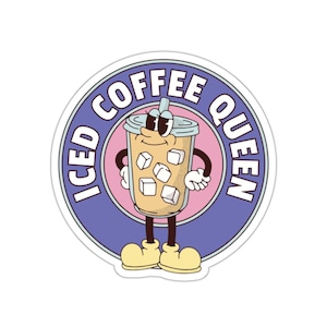 Iced Coffee Queen Kiss-Cut Stickers, Iced Coffee Sticker, Coffee Lover Decal, Laptop Decal, Tumblr Sticker, Water Bottle Sticker