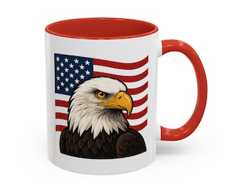 Patriotic Mug - American Flag -  Eagle - Mug 11 oz