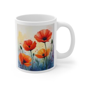 Red Orange Poppies - Mug 11 oz