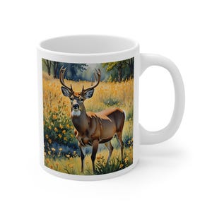 Whitetail Buck Mug 11oz - Nature Lover Coffee Cup, Wildlife Enthusiast Tea Mug, Outdoor Adventure Gift, Camping Decor, Hunter Beverage Mug