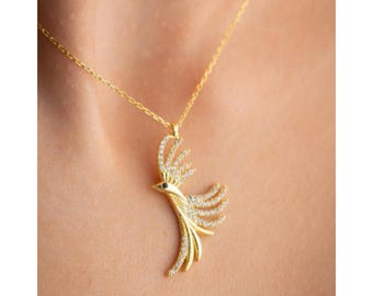 925 Sterling Silver Phoenix Necklace, Phoenix Pendant, Necklace for Women, Gift for Her, Anniversary Necklace Gift, Phoenix Jewelry, Sale