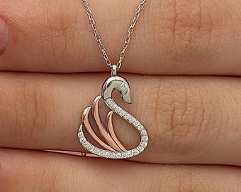 925 Sterling Silver Swan Necklace, Swan Pendant, Necklace for Women, Gift for Her, Anniversary Necklace Gifts, Swan Jewelry, Discount, Sale
