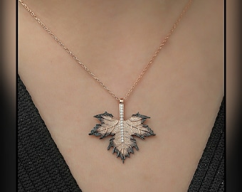 925 Sterling Silver Leaf Necklace, Leaf Pendant, Necklace for Women, Gift for Her, Birthday Gift, Anniversary Gift, Christmas Necklace Gift