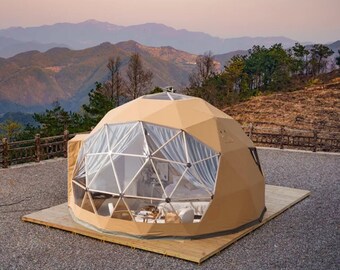 Space Dome Tent Geodesic Wooden Frame Sustainable Tiny House Glamping Stargazing Pod 4 Seasons All Included Luxury Home Party Airbnb Resort