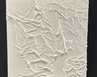 DRAPED 06 Plaster Art | Textured Art Canvas | Plaster Art Wall Decor | Handmade Unique Painting | Large Canvas Home Decor | 3D Draped Fabric
