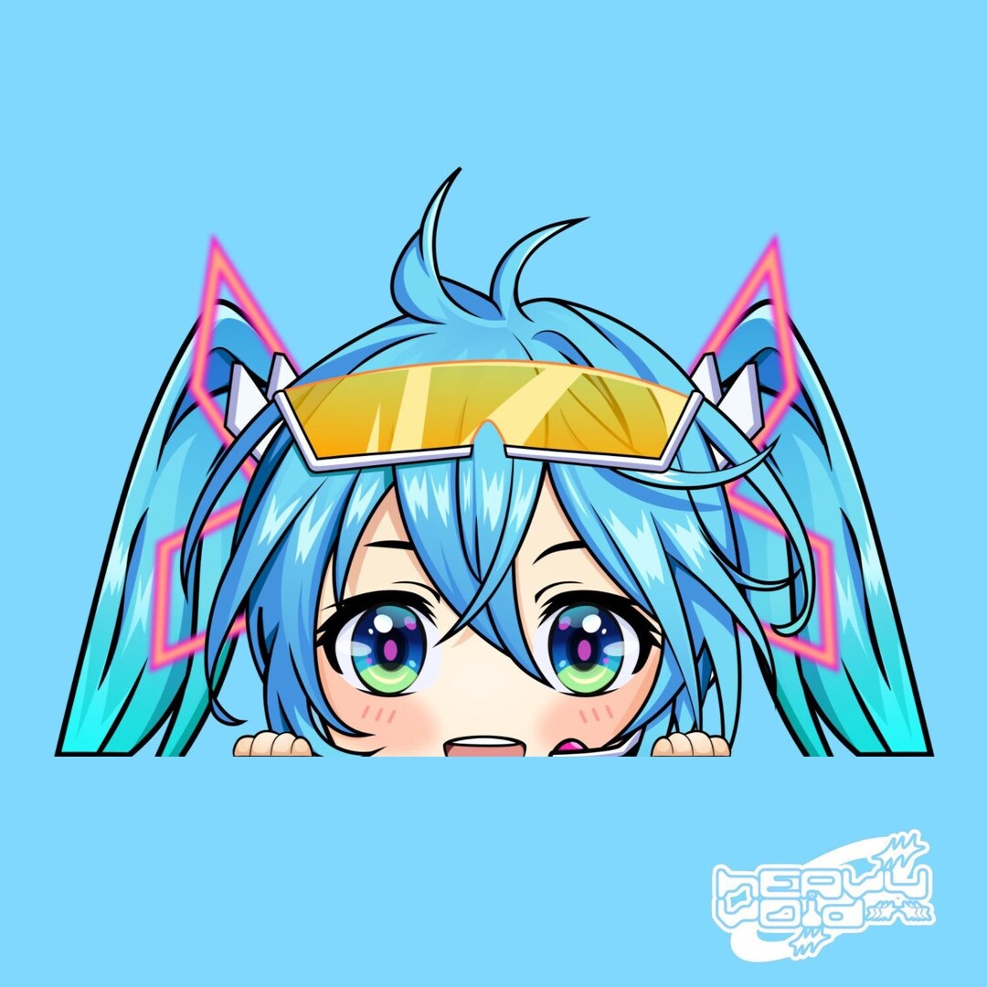 Racing Anime Girl Peeker Sticker Vinyl Sticker Anime Etsy