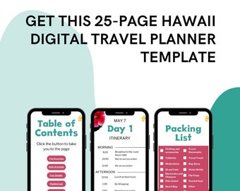 Hawaii Reiseplaner 2025, Digitaler Reiseplaner PDF, Reiseplaner, druckbarer Urlaubsführer für Paare und Gruppen