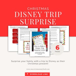 Disney Christmas Trip Reveal Letter, Printable Surprise for Kids, Disney World or Disneyland Gift Announcement, Holiday Vacation PDF