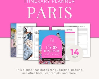 Planificador de viaje a París en PDF, itinerario imprimible y lista de equipaje, seguimiento de presupuesto, organizador de viajes digital para parejas y quienes visitan por primera vez.