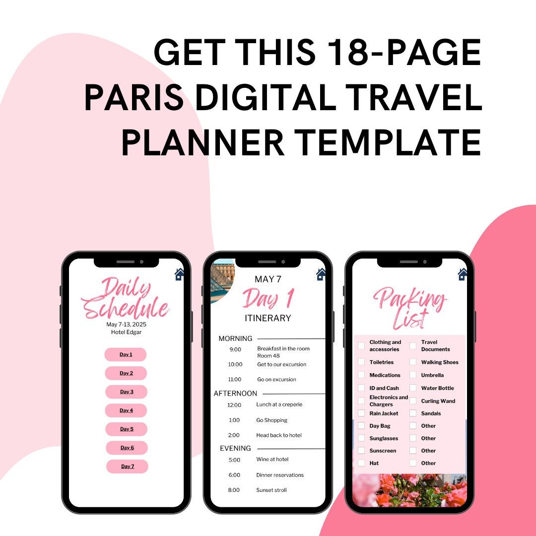 Paris Travel Itinerary Template | Mobile Itinerary | Paris Itinerary ...