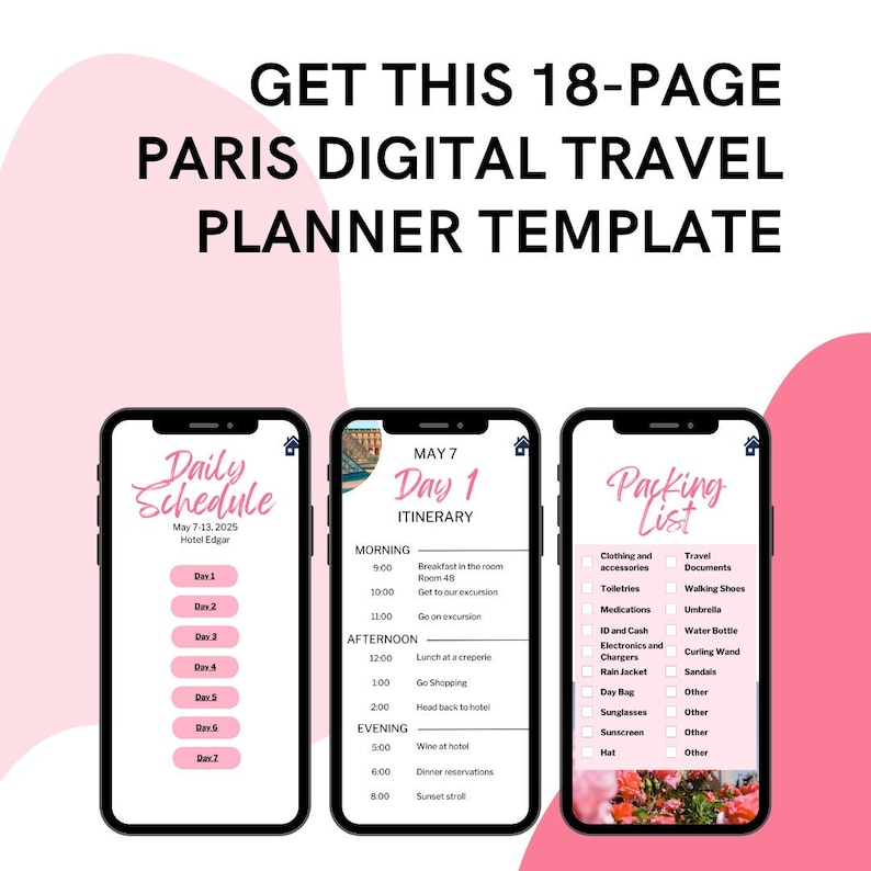 Paris Travel Itinerary Template | Mobile Itinerary | Paris Itinerary ...