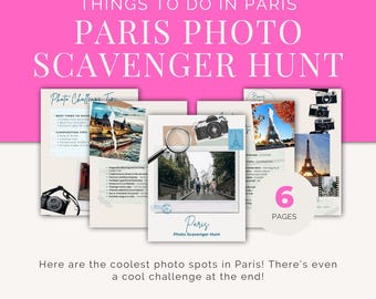 Paris Photo Scavenger Hunt, Fun Things to Do in Paris, Printable Paris Game, Free Paris Activities, Travel Game, Paris Itinerary
