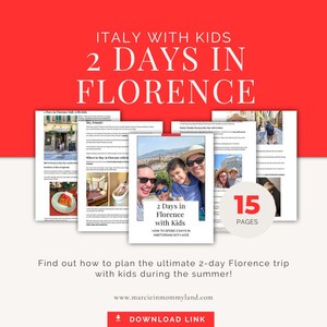 2-Day Florence Itinerary with Kids, Family Travel Guide to Florence, Printable Trip Planner PDF, Italy with Children, Florence City Guide